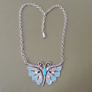 Vtg Celebrity Signed 3.5" Southwest Butterfly Necklace
